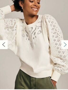 Pilcro Washed Eyelet Sweatshirt